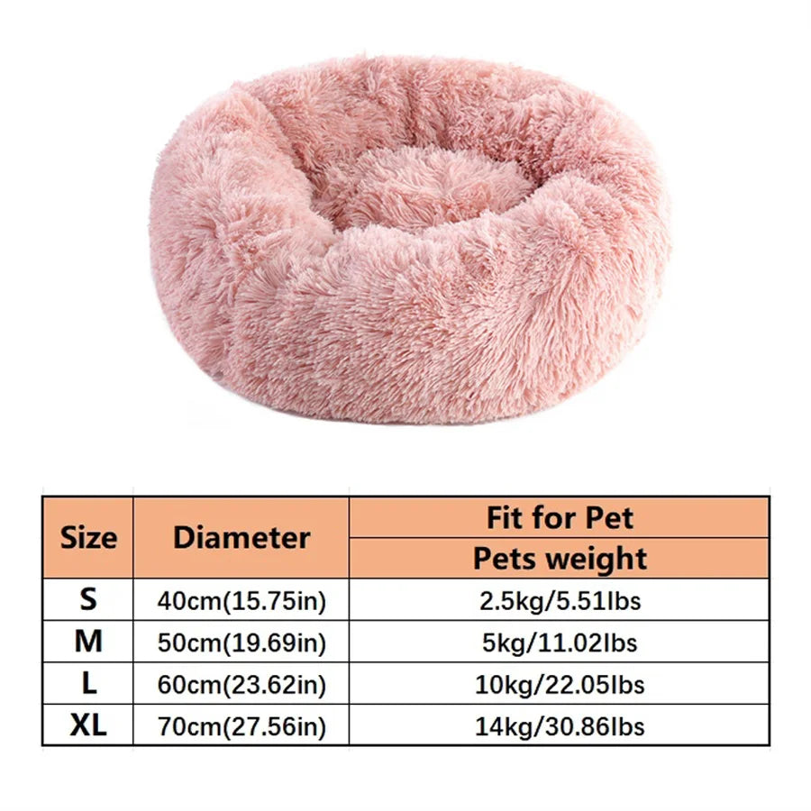Cama redonda tipo dona de felpa para perro y gato