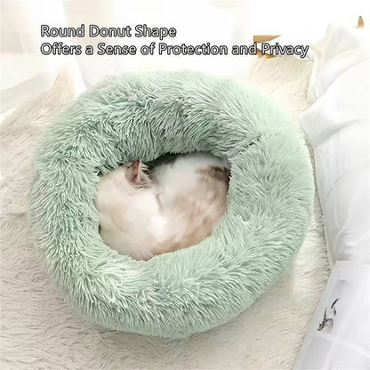 Cama redonda tipo dona de felpa para perro y gato