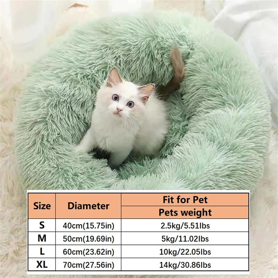Cama redonda tipo dona de felpa para perro y gato