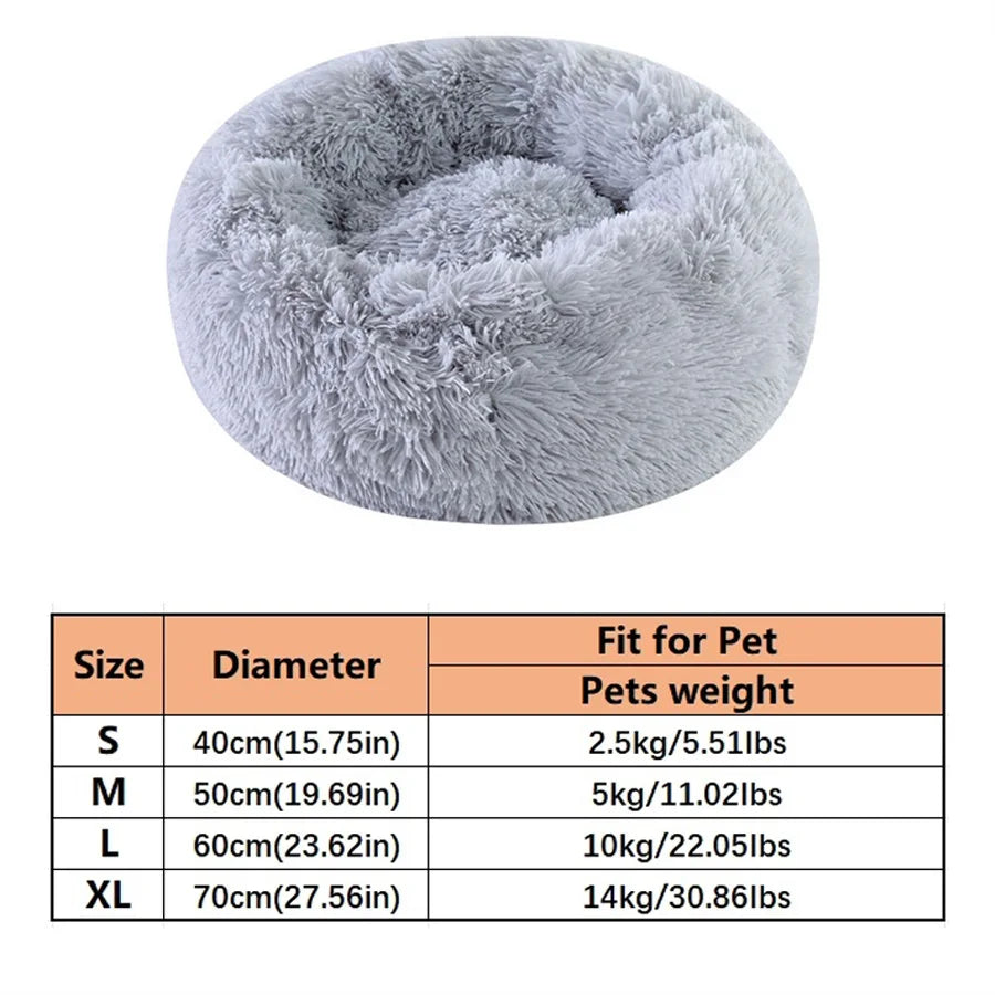 Cama redonda tipo dona de felpa para perro y gato