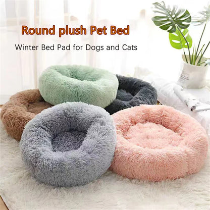 Cama redonda tipo dona de felpa para perro y gato