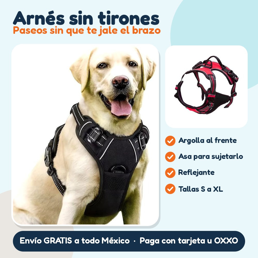 Arnés sin tirones para perro, reflejante y con asa