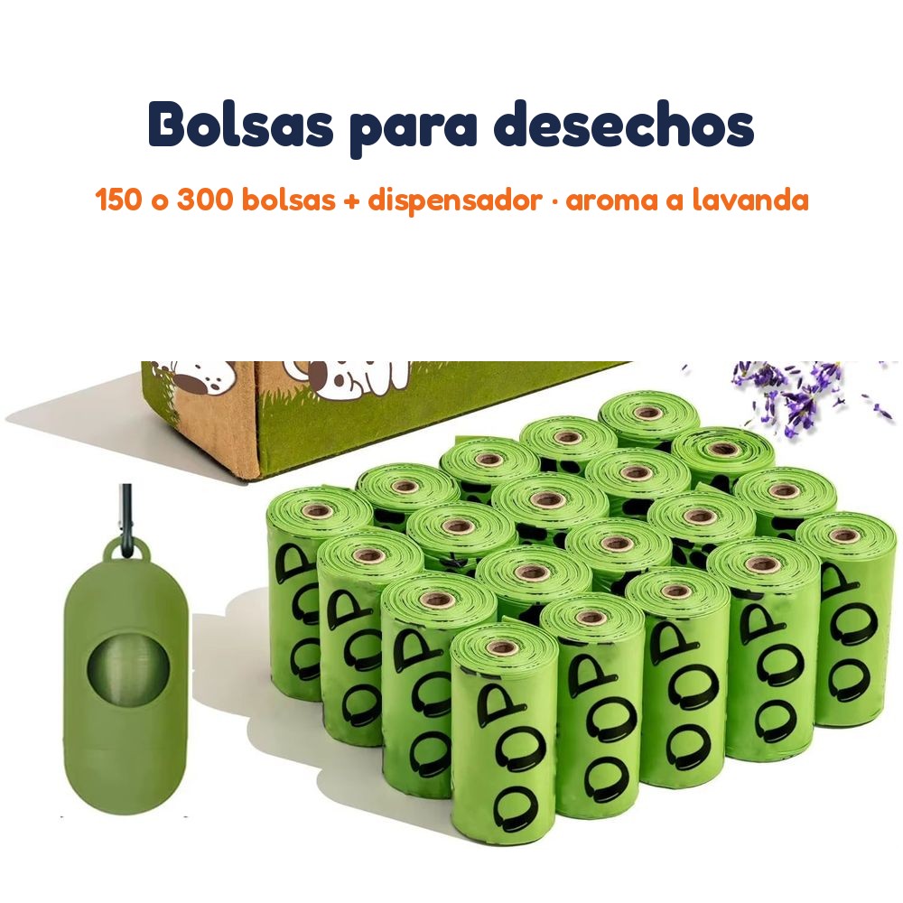 Bolsas para desechos de perro con dispensador