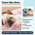 Cama redonda tipo dona de felpa para perro y gato