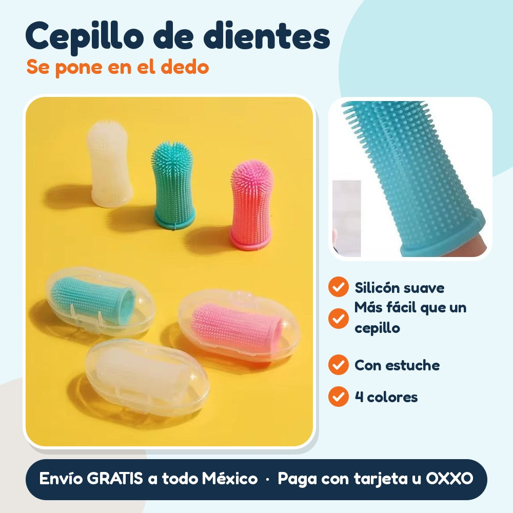 Cepillo de dientes de dedo para perro y gato, con estuche