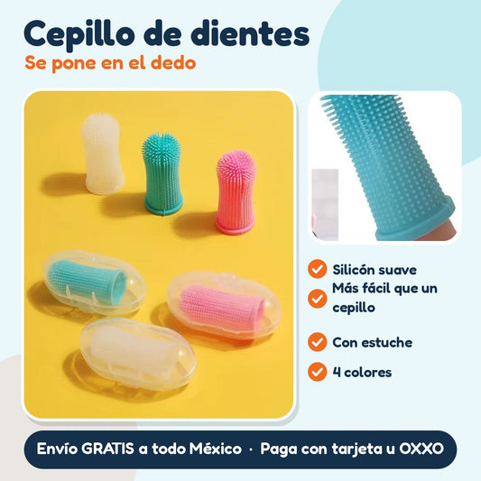 Cepillo de dientes de dedo para perro y gato, con estuche