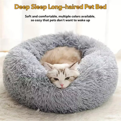 Cama redonda tipo dona de felpa para perro y gato