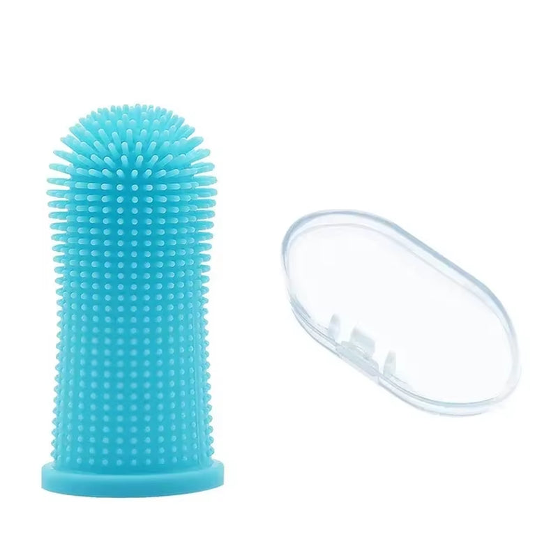 Cepillo de dientes de dedo para perro y gato, con estuche