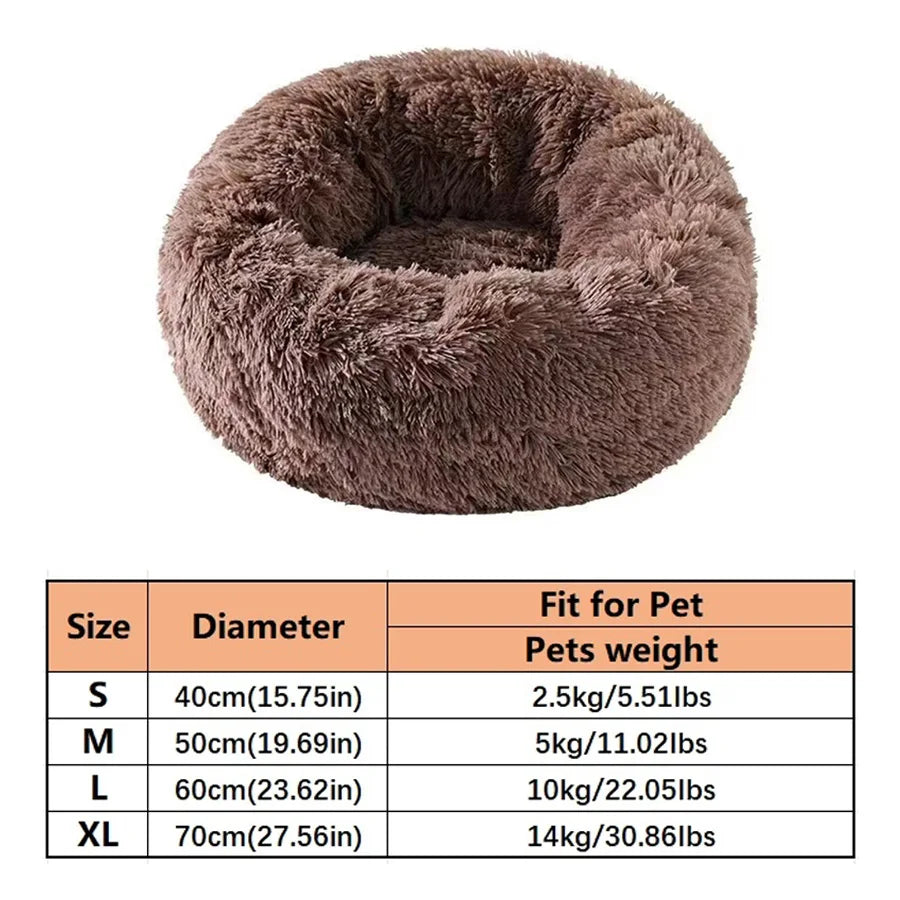 Cama redonda tipo dona de felpa para perro y gato