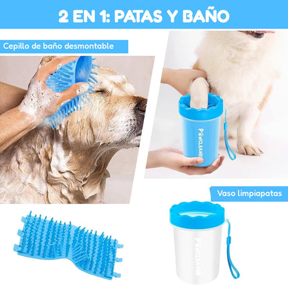 2 en 1: vaso limpiapatas y cepillo de baño desmontable