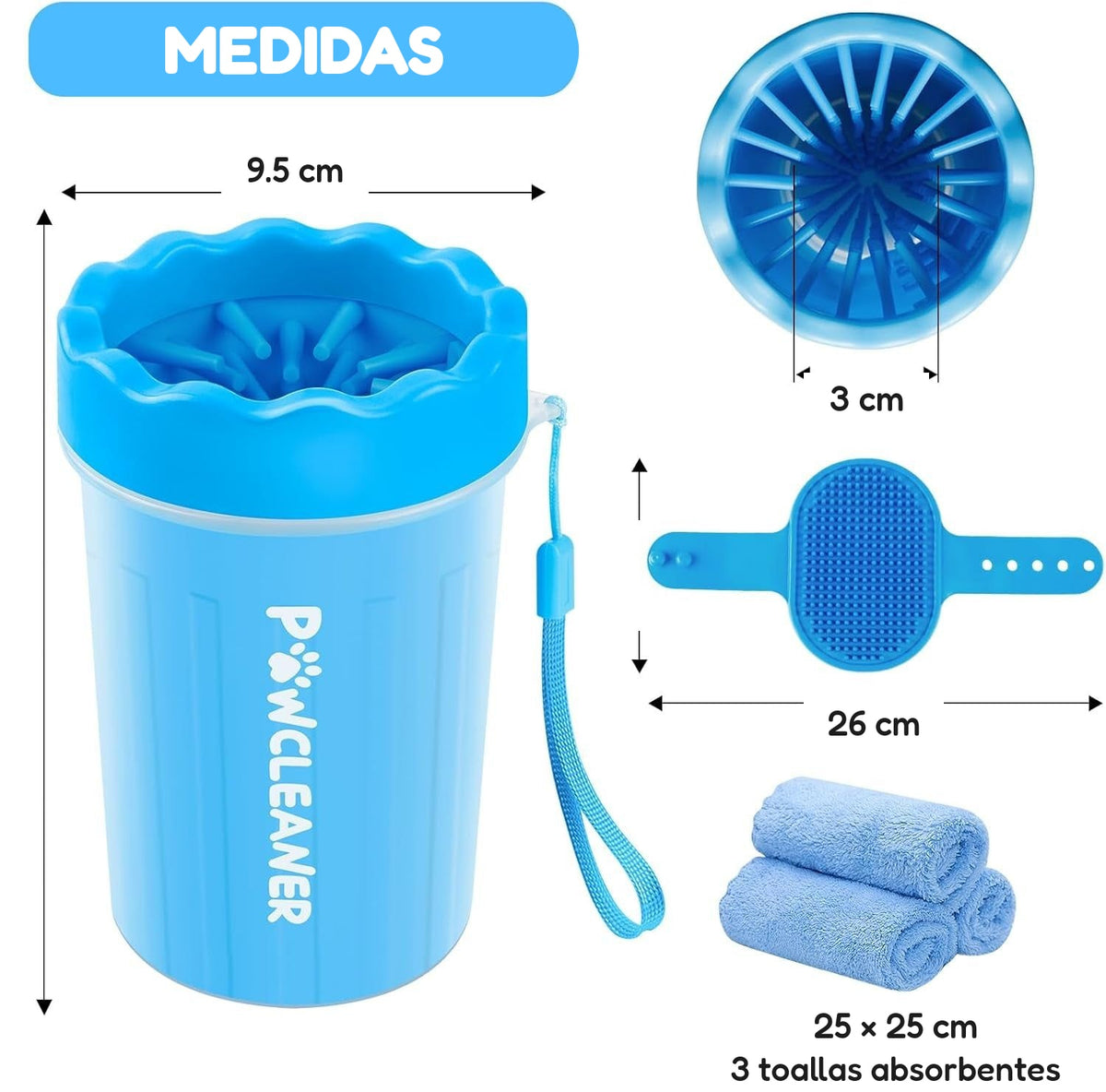 Medidas del limpiador de patas: 9.5 cm de ancho