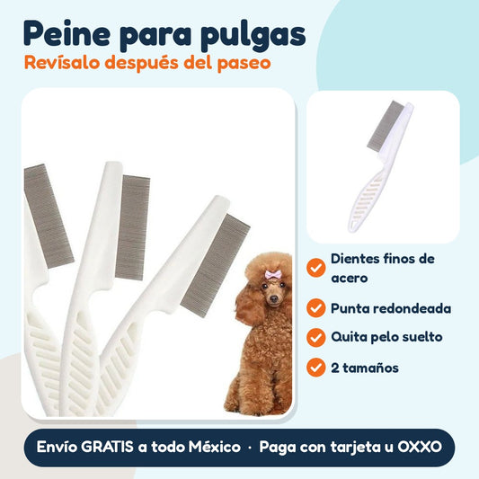 Peine para pulgas de dientes finos para perro y gato